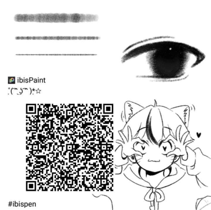 an anime character's eye with the qr code in front of it, and another