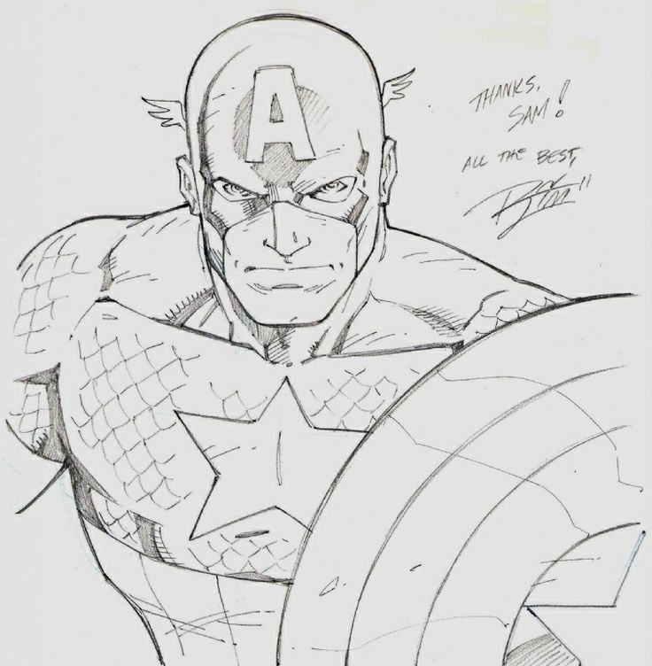 a drawing of the captain from avengers