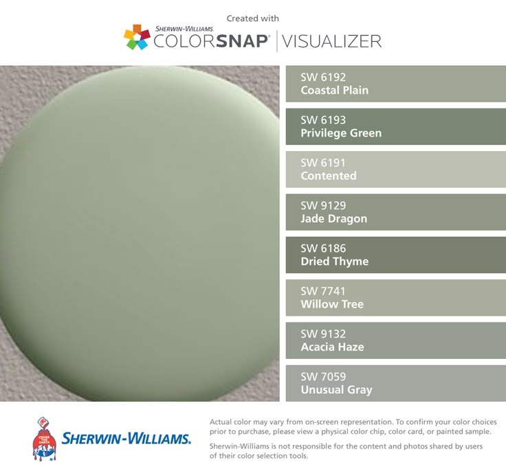 the color chart for sherylin - williams's colorsnap visualizer