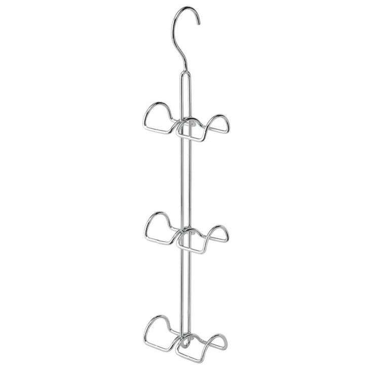 a three tiered metal rack with hearts hanging from the top and two hooks on each side