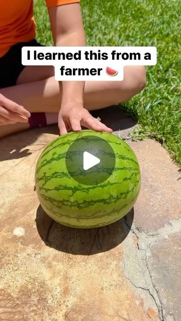 a woman sitting on the ground with a watermelon in front of her and text that reads, i learned this from a farmer