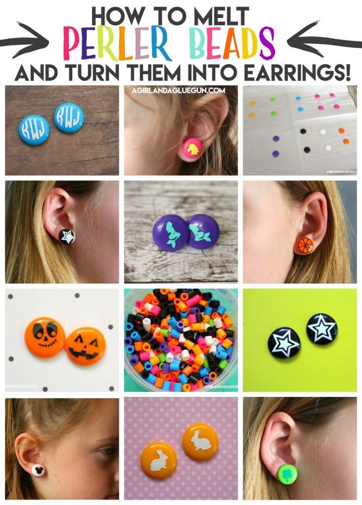 how to melt perler beads and turn them into earrings for halloween fun