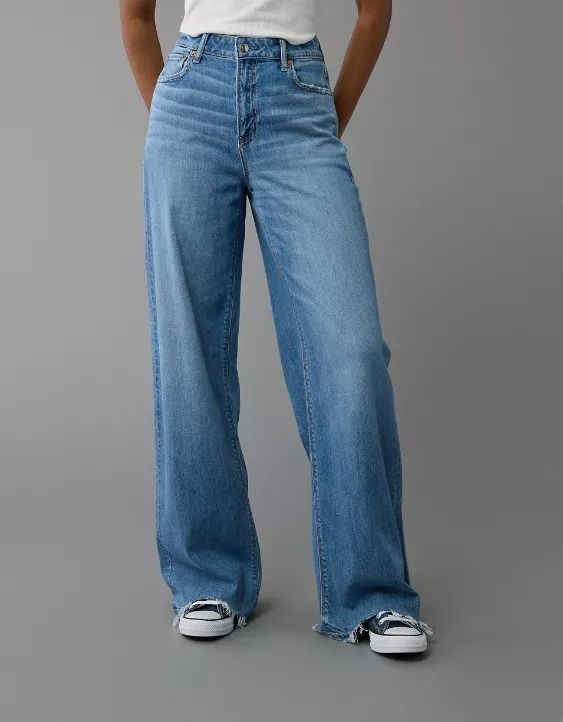 AE Dreamy Drape Stretch Super High-Waisted Baggy Wide-Leg Jean Best Baggy Jeans, Outfits For Curvy Women, Athletic Fit Jeans, The Best Outfits, Best Outfits, Loose Jeans, Baggy Jeans, Aesthetic Outfits, School Outfits