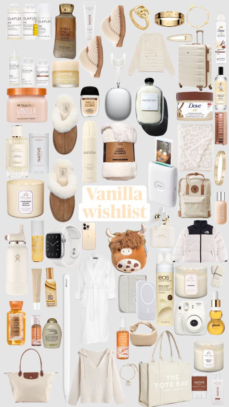 a collage of various items that include cosmetics, toiletries and other personal care products