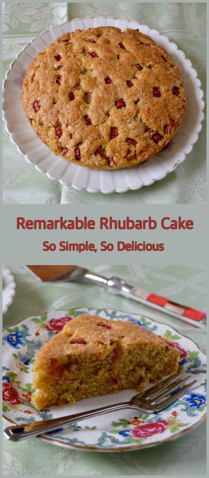 two different pictures of a cake on a plate