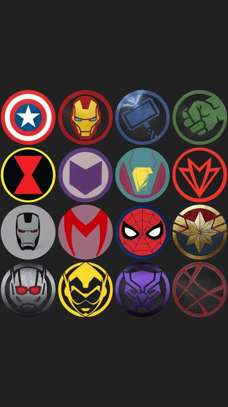 the avengers logos are all different colors