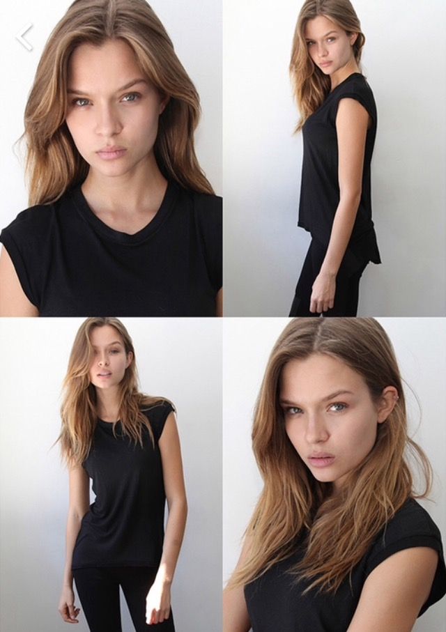 four photos of a woman in black shirt and leggings posing for the camera