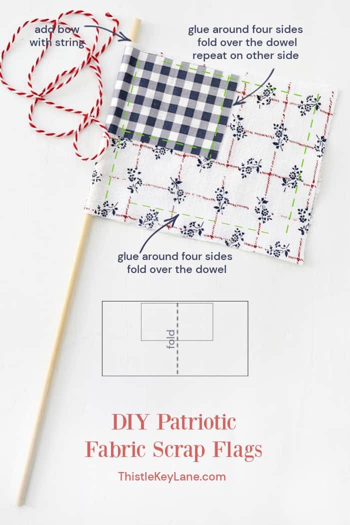 the instructions for how to make fabric scrap flags