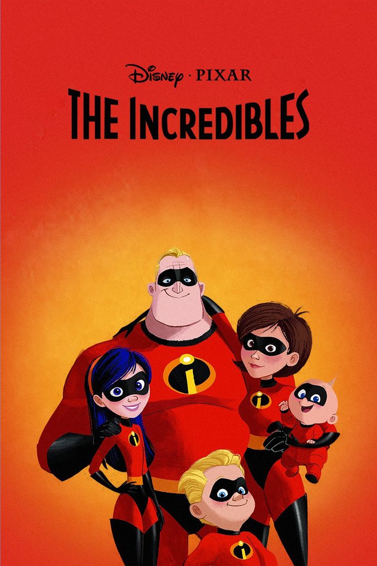 disney pixar movie poster featuring the incredible family from inside out with caption that reads,'the incredibles '