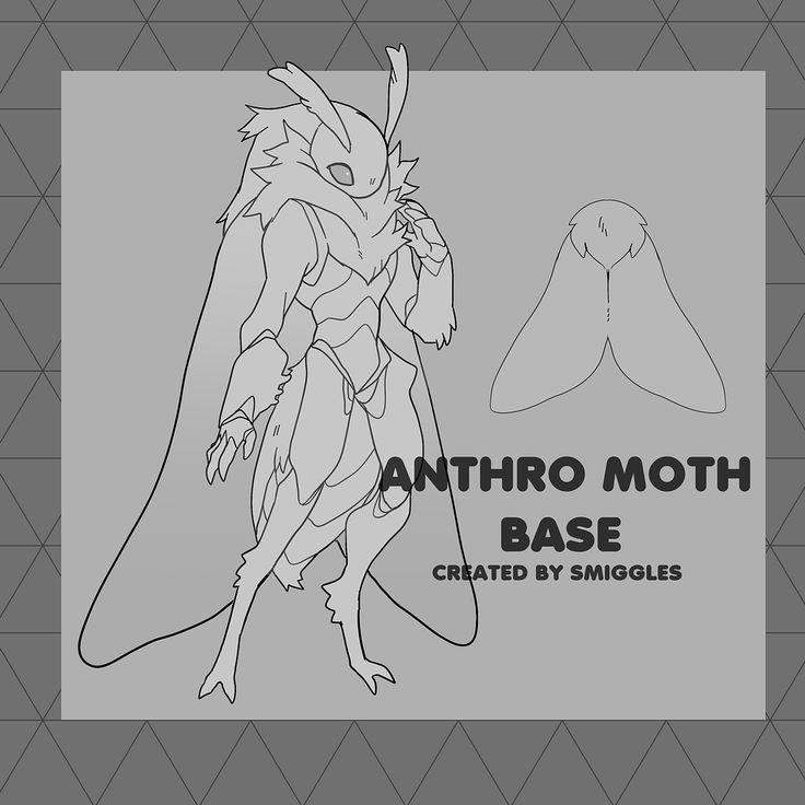 a drawing of an anthro moth with the text,'anthro moth base created by smugles '