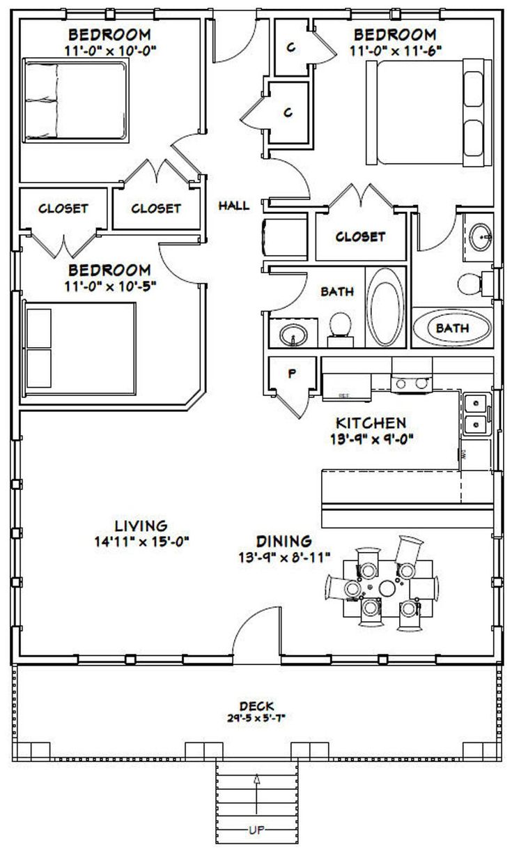 30x40 House 3Bedroom 2Bath 1200 sq ft PDF Floor Etsy