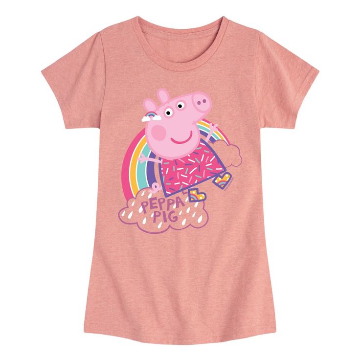 Peppa Pig - Peppa Play Happy - Girls Toddler And Youth Fitted Short Sleeve Tee Pig Girl, Desert Pink, Happy Rainbow, Birthday Fits, Girls Converse, Peppa Pig Birthday, Girl Fits, Girls Toddler, Kids Outfits Girls