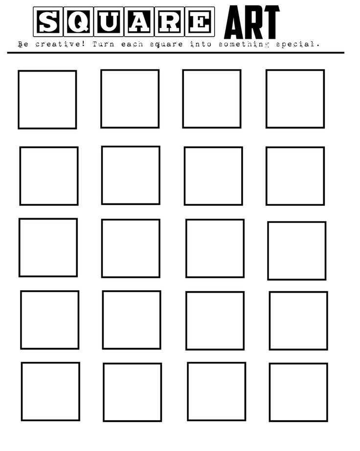 the square art worksheet is shown in black and white