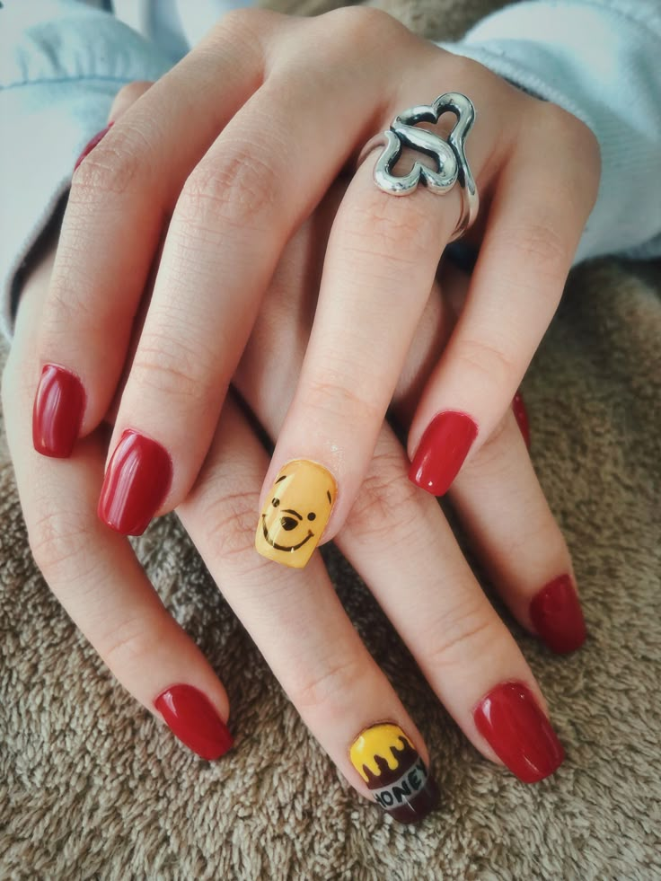 Pooh Nails, Disneyland Nails, Disney Inspired Nails, Disney Acrylic Nails, Mickey Nails, Classic Nail, Bears Nails, Nail Drills, Professional Manicure