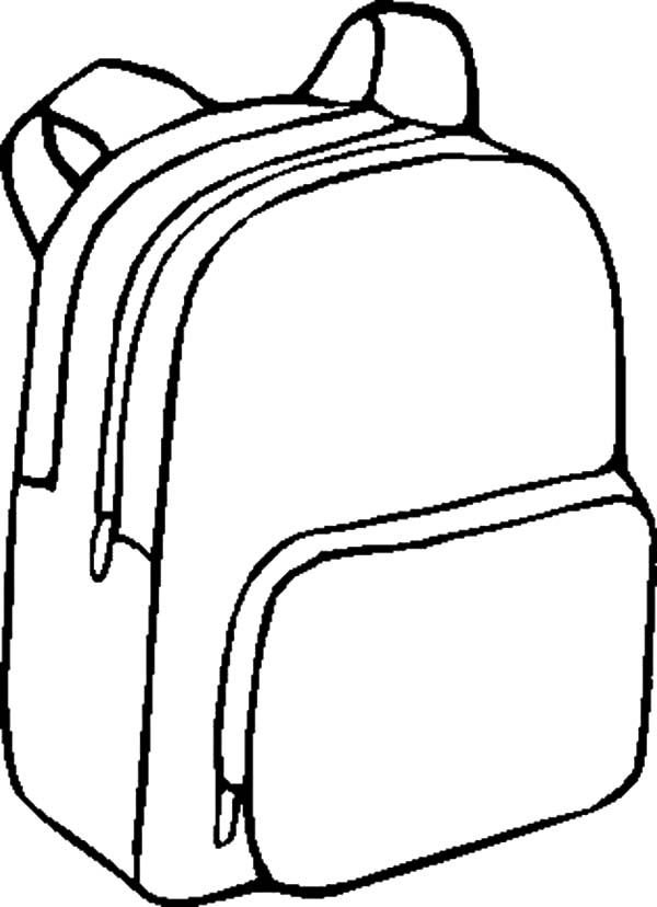 a black and white drawing of a backpack