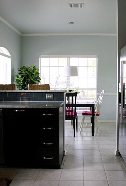 the kitchen is clean and ready to be used as a dining room or family room