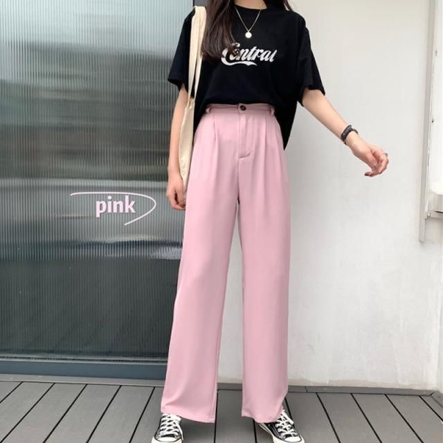 Pink Pants Outfit Korean, Korean Outfits Ideas, Pink Pants Outfit, Women Pants Pattern, Korean Pants, Dr Wardrobe, Streetwear Korean, Outfit 2020, Outfit Korean