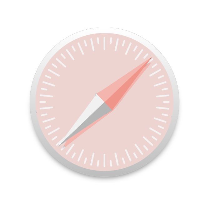 a pink compass on a white background