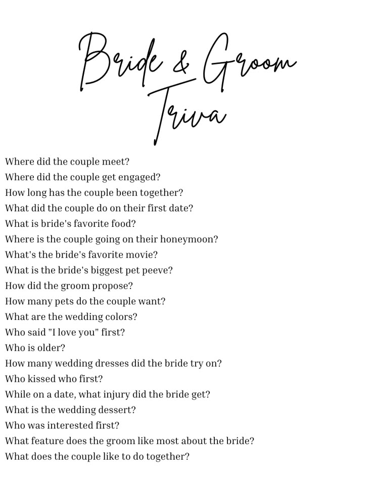 the bride and groom's poem is written in black ink on a white background