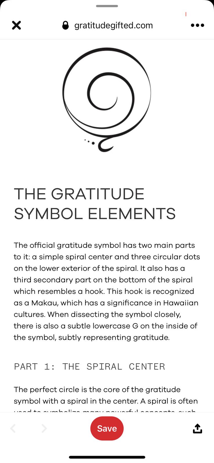 an iphone screen with the text, the gratitude symbol elements on it