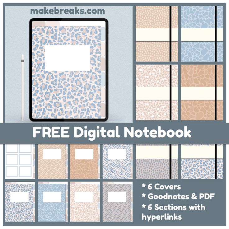 the free digital notebook is shown with different patterns