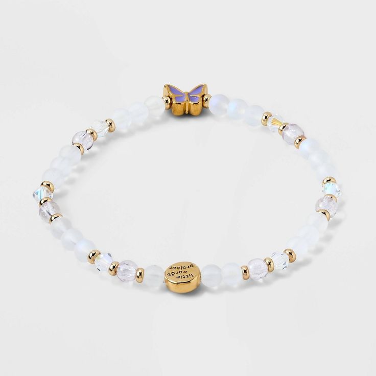 Is pretty and delicate your vibe? This handcrafted bracelet with pale lilac beads and a glass butterfly charm understands the assignment. Try it layered in a stack, or show it off and wear it solo. This Little Word® is more than just a bracelet. It’s your key to inspiring a kinder world. Wear your word as long as you need it. When you’re ready, pass it on to someone else who needs it more. Each bracelet is marked with a unique ID code. Connect your bracelet on the Little Words Project site and t White Butterfly Charm Bracelet For Gift, Butterfly Beaded Bracelet, Little Words Project, Pale Lilac, Project Site, Word Bracelet, Glass Butterfly, Butterfly Bracelet, Handcrafted Bracelets