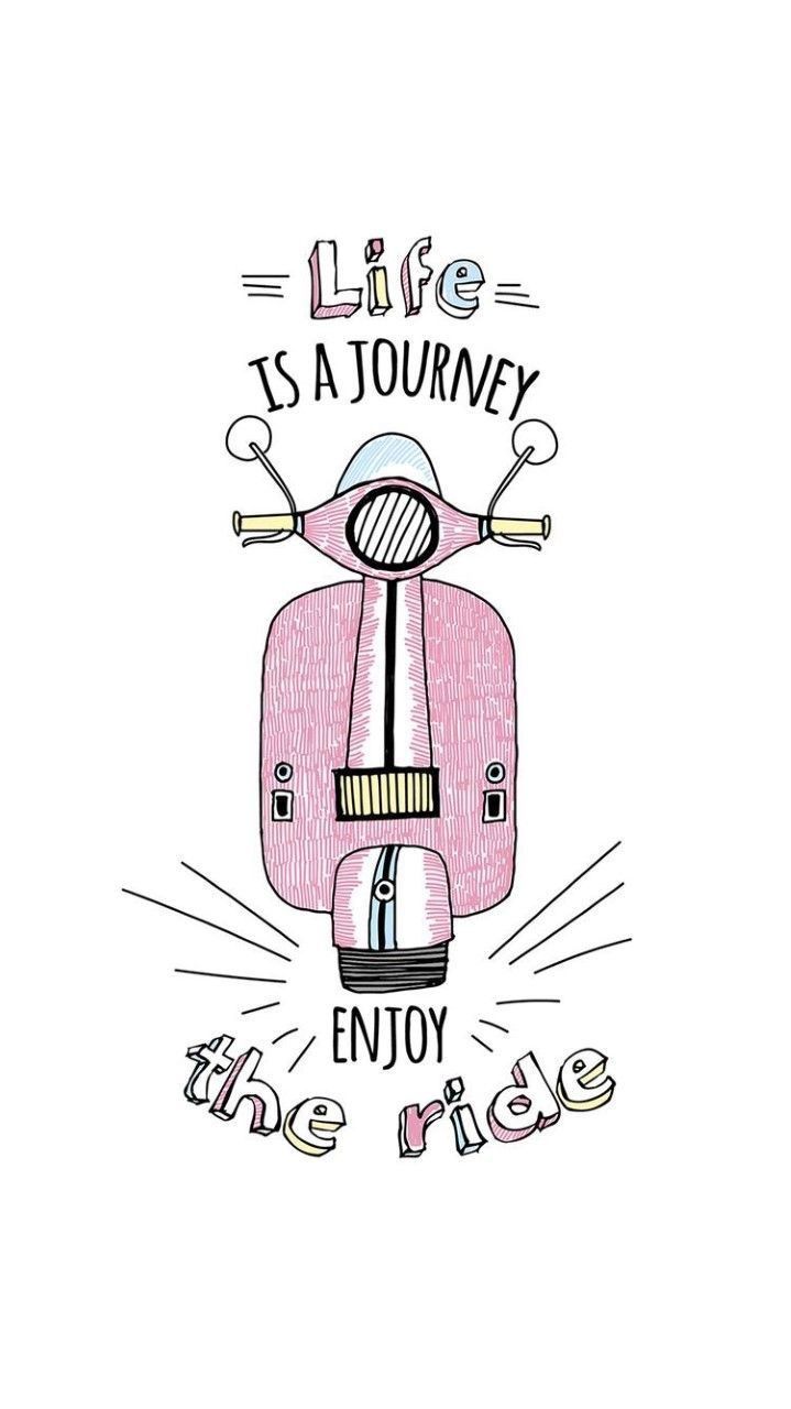 a pink scooter with the words life is a journey enjoy