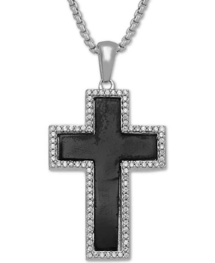 A step past ordinary, let your faith shine with elegance in this men's black onyx and diamond cross pendant necklace. Black Pendants, Pendants For Men, Diamond Cross Pendants, Black Pendant, Diamond Cross, Mens Pendant, Cross Jewelry, Cross Pendant Necklace, Fine Jewellery Necklace