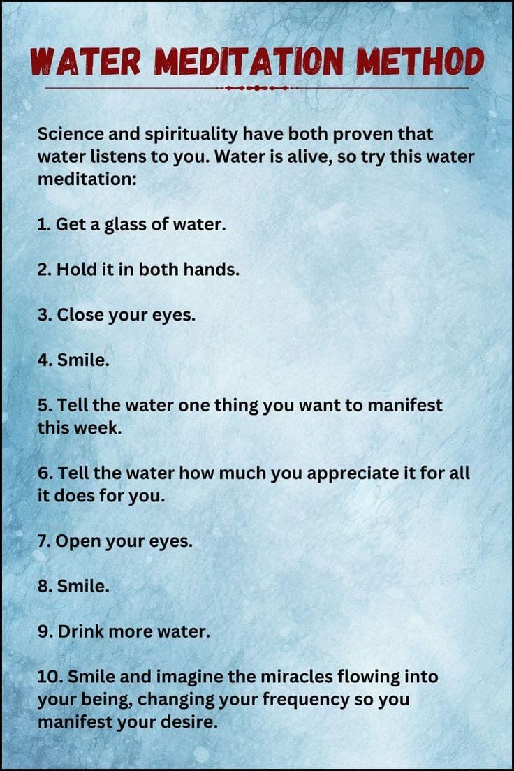 Water Affirmation Technique, Meditation And Manifestation, Manifest With Water, Manifesting With Water, Water Manifestation Technique, Water Affirmations, Water Spirituality, Water Manifestation, Water Meditation