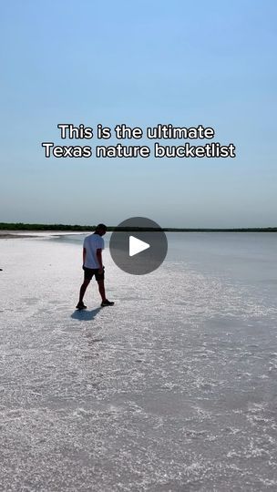 a man walking across a beach next to the ocean with text that reads, this is the ultimate texas nature bucketlist