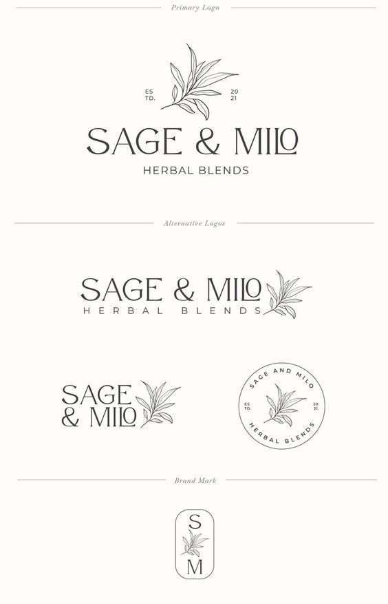 the logo for sage & mio, a natural blend that is made with herbs