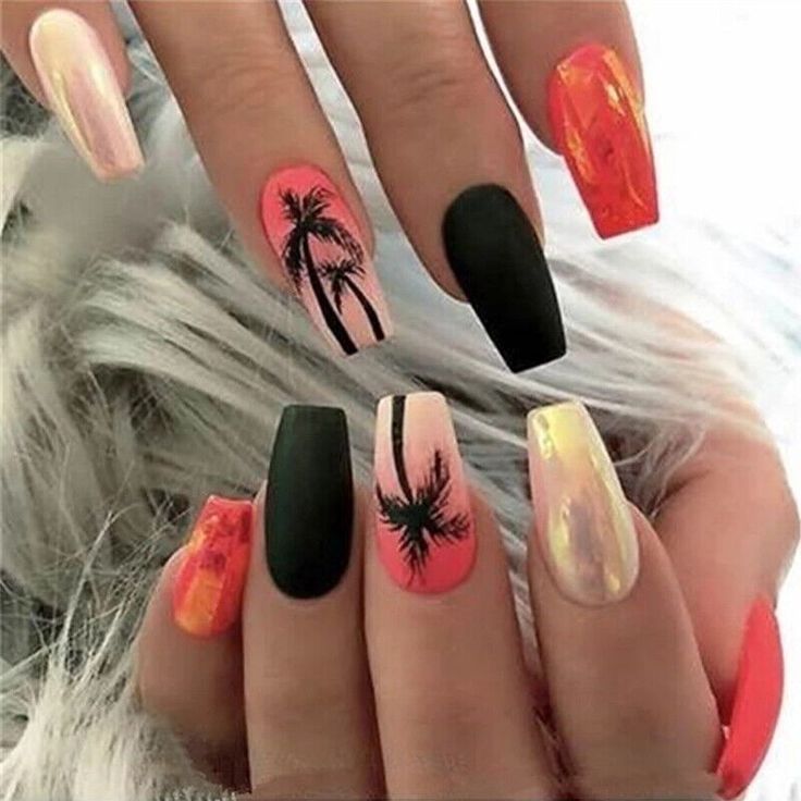 Nail Stickers Beach Bikini Water Transfer Decals Art DIY Manicure Decoration #nails #nailart #naildesign #nailartideas #orange #pink #asthetictumblr #summer #summervibes #summernails #flowers #seashells. Find out more here 👉https://whispers-in-the-wind.com/summer-nail-trends-10-stunning-designs-to-try-now/?Nails89 Hawaiian Nails, Tree Nail Art, Cruise Nails, Palm Tree Nails, Tropical Nails, Tree Nails, Summery Nails, Nail Art Sticker, Vacation Nails