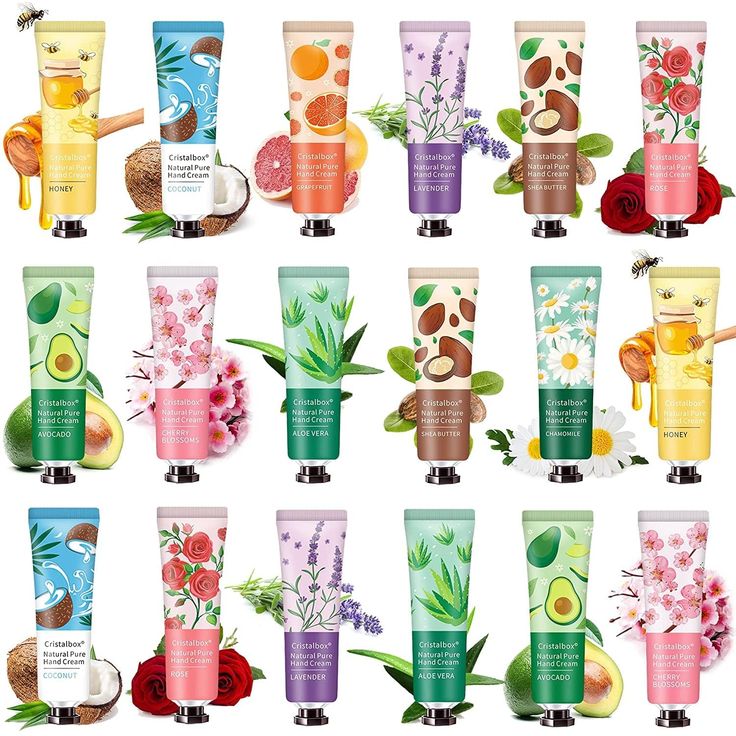 PRICES MAY VARY. 🌹【18 PACK Hand Cream for Dry Cracked Hands】Honey,coconut,rose,avocado,cherry blossoms,grapefruit,chamomile,shea butter,lavender,aloe vera. Pick and choose your favorite scent based on your mood at the moment from our 10 natural fragrances. 🌿【Natural Hand Cream for Dry Hands】Cruelty Free formula, Featuring fresh-cut fragrances of botanicals , shea butter, sweet almond oil, aloe. This rich, deeply hydrating and moisturizing hand cream leaves hands smooth. 🍁【For All Skin Types】 Natural Hand Cream, Moisturizing Hand Cream, Hand Cream Gift Set, Dry Cracked Hands, Cracked Hands, Natural Aloe Vera, Lavender Roses, Cream Roses, Cream Lotion