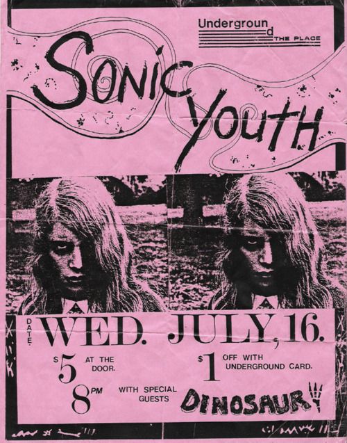 the poster for sonic youth's concert at dinosaur on july 16, 1971 in san francisco