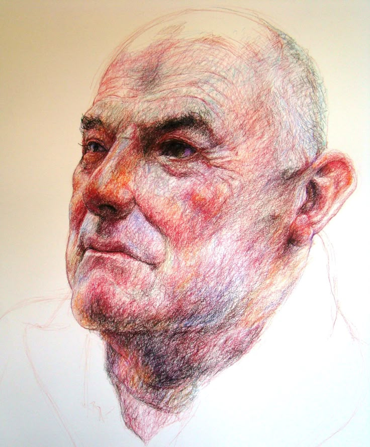 a drawing of an older man's face