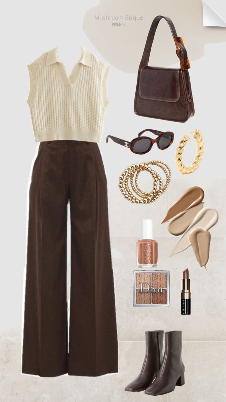 #outfit #neautral Outfit Ideas September 2024, Flamboyant Outfits For Women, Vintage Pants Outfit Woman, Light Earth Tone Outfits, Thrifted Professional Outfits, Different Fashion Styles For Women, Strong Women Fashion, Work Outfits Women Ideas, Lab Safe Outfits