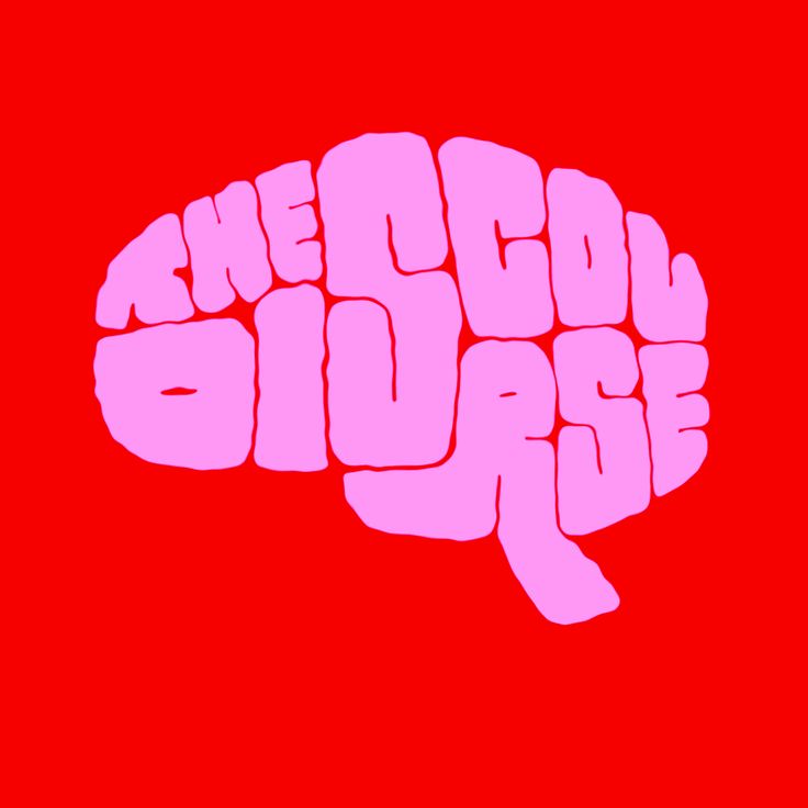 a pink brain on a red background with the words the cool dude written in it