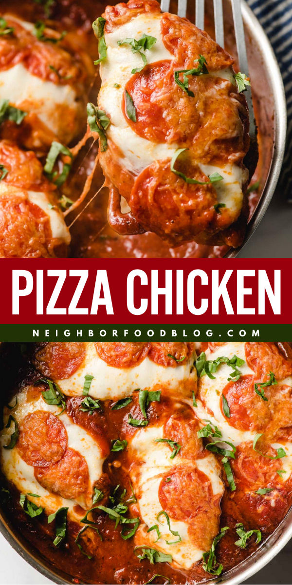 Want some chicken dinner ideas? This quick pizza chicken recipe will give you a saucy and cheesy dinner! Learn how to make one pan of pepperoni chicken and impress your family with this weeknight dinner recipe. Chicken With Pepperoni And Mozzarella, Chicken Pepperoni Mozzarella, Chicken And Pepperoni Recipes, Pepperoni Dinner Ideas, Monday Night Dinner Ideas, Scottish Meat Pie Recipe, Chicken Breast Pizza, Pepperoni Pizza Chicken, Dinners For Family