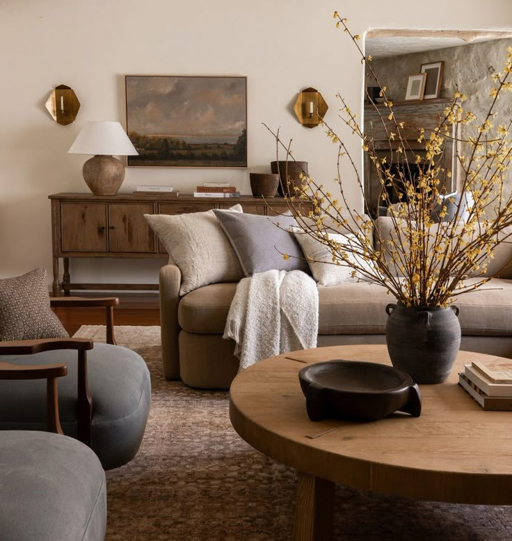 the living room is clean and ready for guests to use it as a place setting