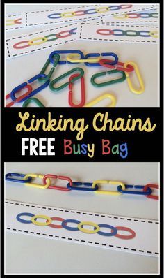 links and chains for busy bag with the title linking chains free printables