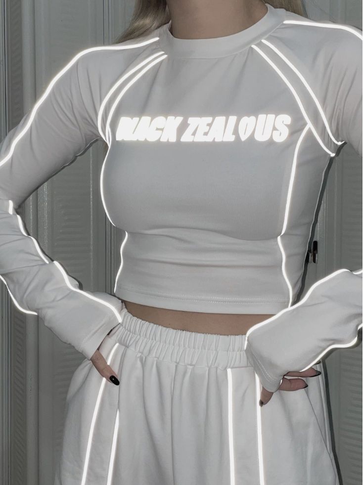 ❤︎Cyberpunk flash logo sporty top❤��︎ Cyberpunk Suit, Punk Tops, Flash Logo, Press The Button, Gift Of Time, Motorcycle Girl, Cheer Skirts, Cyberpunk, Long Sleeve Tops