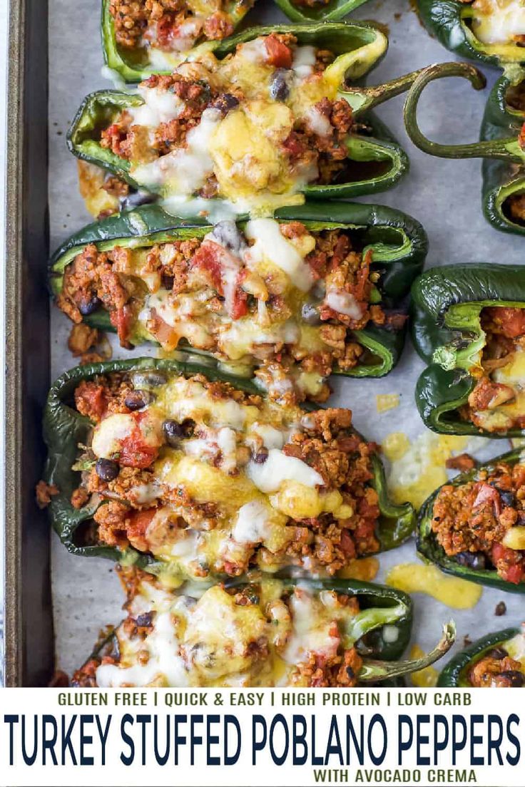 turkey stuffed poblano peppers on a baking sheet