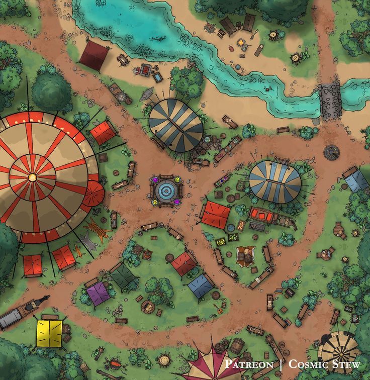 an overhead view of a carnival park map