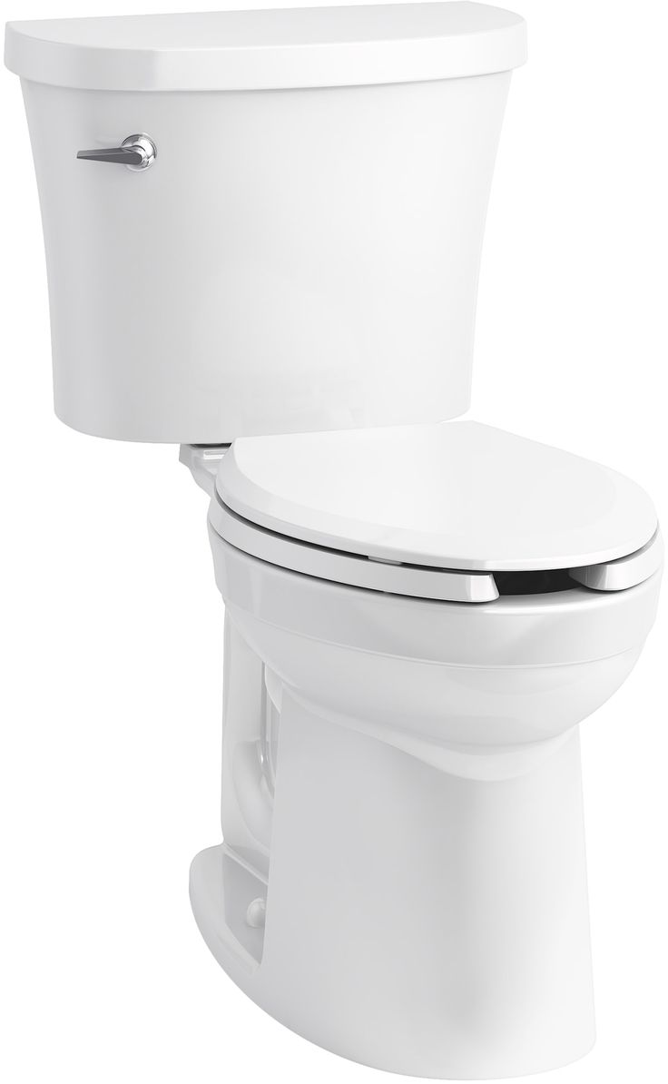 a white toilet with the lid up and seat down, in front of a white background