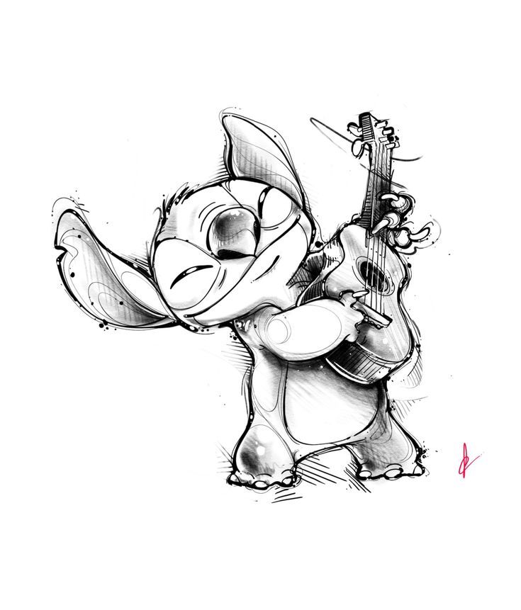 a drawing of an elephant playing the guitar