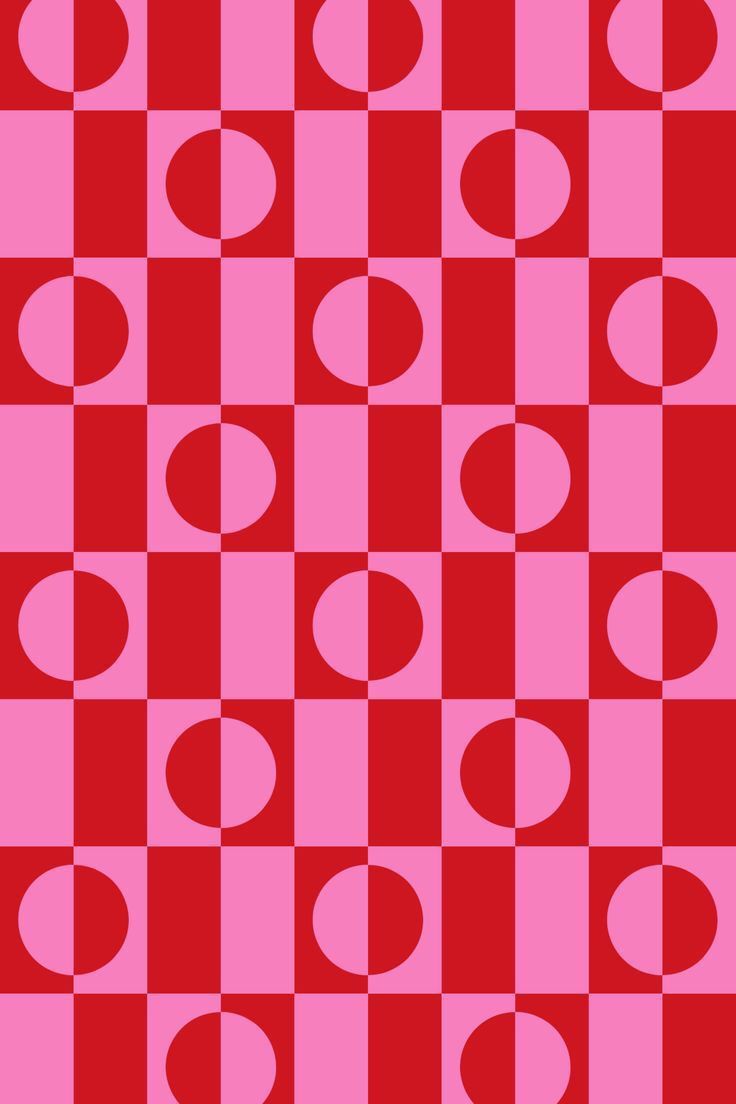 a red and pink checkered pattern with circles