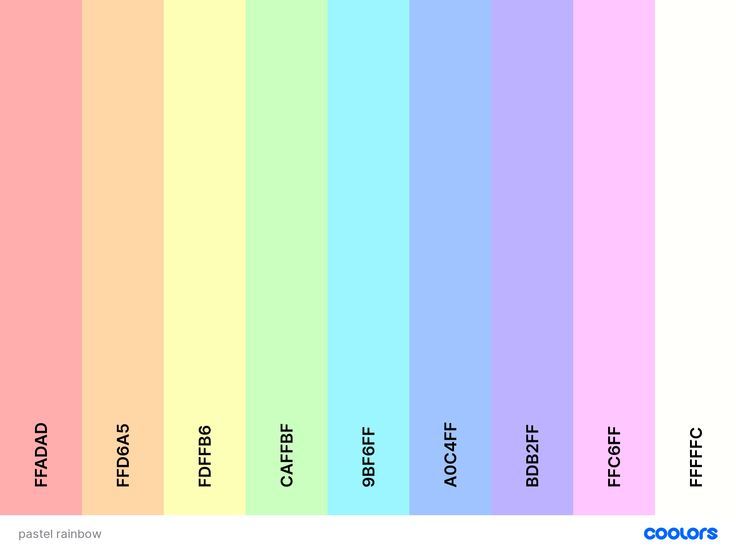 pastel rainbow in 2023 | Hex color palette, Color palette design, Color  scheme generator