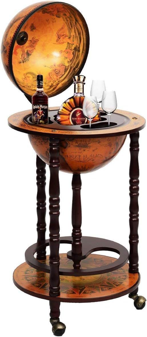 an old fashioned globe with drinks on it