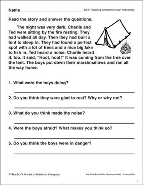 the worksheet for reading and writing about camping is shown in black and white