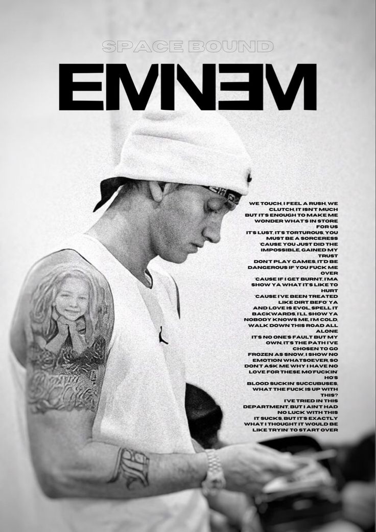 Eminem Poster, Eminem, Slim Shady, y2k, vintage, Poster Ideas, Wallpapers, Poster Designs, Music Posters, Music, Rap, Rapper poster, Space Bound, Black and White, Black Poster, White Poster Vintage Eminem Poster, Eminem Black And White, Y2k Wall Collage, Poster Eminem, Eminem Merch, 50 Cent And Eminem, 2000s Stuff, Eminem Albums, Eminem Poster